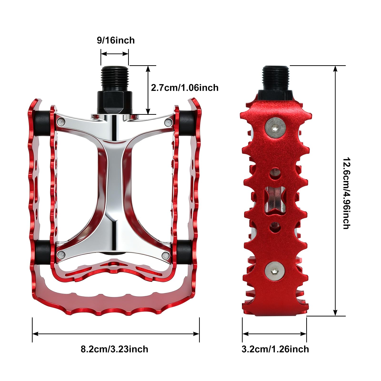 Pedali MTB Pedali per Mountain Bike 9/16 Cuscinetto sigillato, Bicicletta in Alluminio Antiscivolo Resistente, Pedali Piattaforma per Bici Leggeri per BMX MTB
