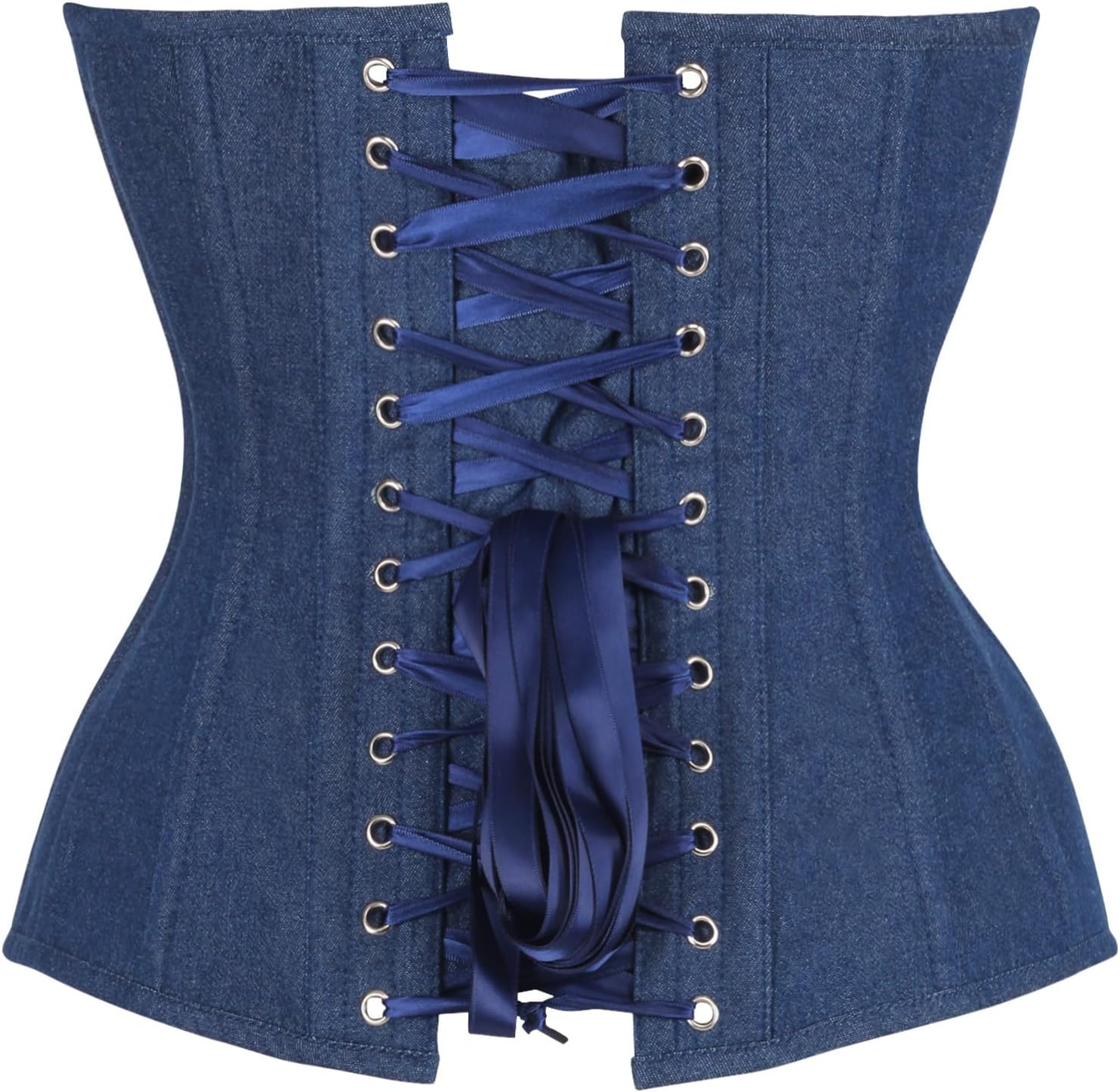Daisy corsets Women's Daisy Corsets Top Drawer Steel Boned Denim Plunge Neckline Overbust Corset