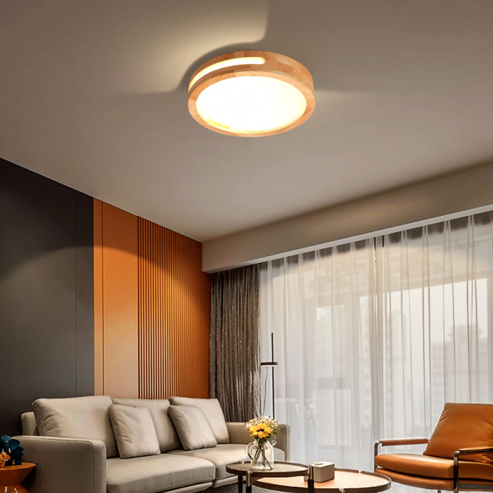 Plafoniera Led Soffitto, Legname Plafoniera Soffitto, Plafoniera Led, 4500k 24w ø40cm Luce Naturale, Adatto A Camere Da Letto, Bagno, Soggiorni E Corridoi