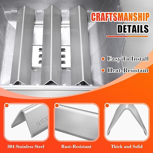 Miniatura 4 de 7635 Barras aromatizantes SUS304 de 15.3 pulgadas para Weber Spirit I y II 200 Series - E210, S210, E220, S220 con perillas de control frontal,