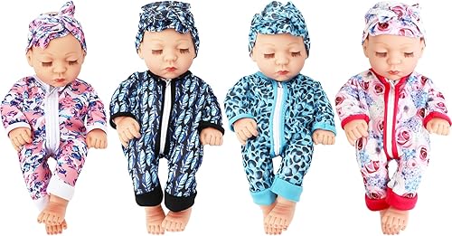 Miniatura 2 de SOTOGO 4 juegos de ropa de muñeca de bebé, trajes de overol con 4 sombreros, ropa de muñecas y accesorios para muñecas de 10 y 11 pulgadas, estilo