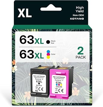 Remanufactured 63XL Ink Cartridge Replacement for Office Jet 3830 4650 4655 5255 5258 5200 Envy 4510 4520 Desk Jet 1110 3630 Black, Tri-Color, 2-Pack