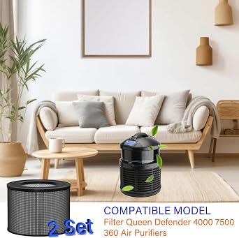 Defender 4000 Replacement Filter for Filter Queen Defender 4000 7500 360 Air Purifier, 4 IN 1, 2 Pack H13 True HEPA and 4 Pack Activated Carbon Pre-Filter