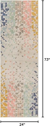 Miniatura 2 de Unique Loom Lotus Collection - Alfombra de área, diseño de ángel (2 pies x 6 pies 1 pulgada, multigris)