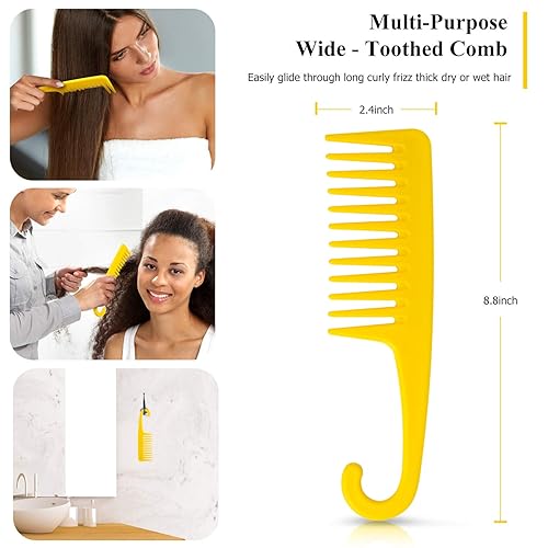 Miniatura 6 de Juego de cepillo desenredante para el cabello cepillo desenredante y peine de dientes anchos para cabello largo liso liso negro natural rizado