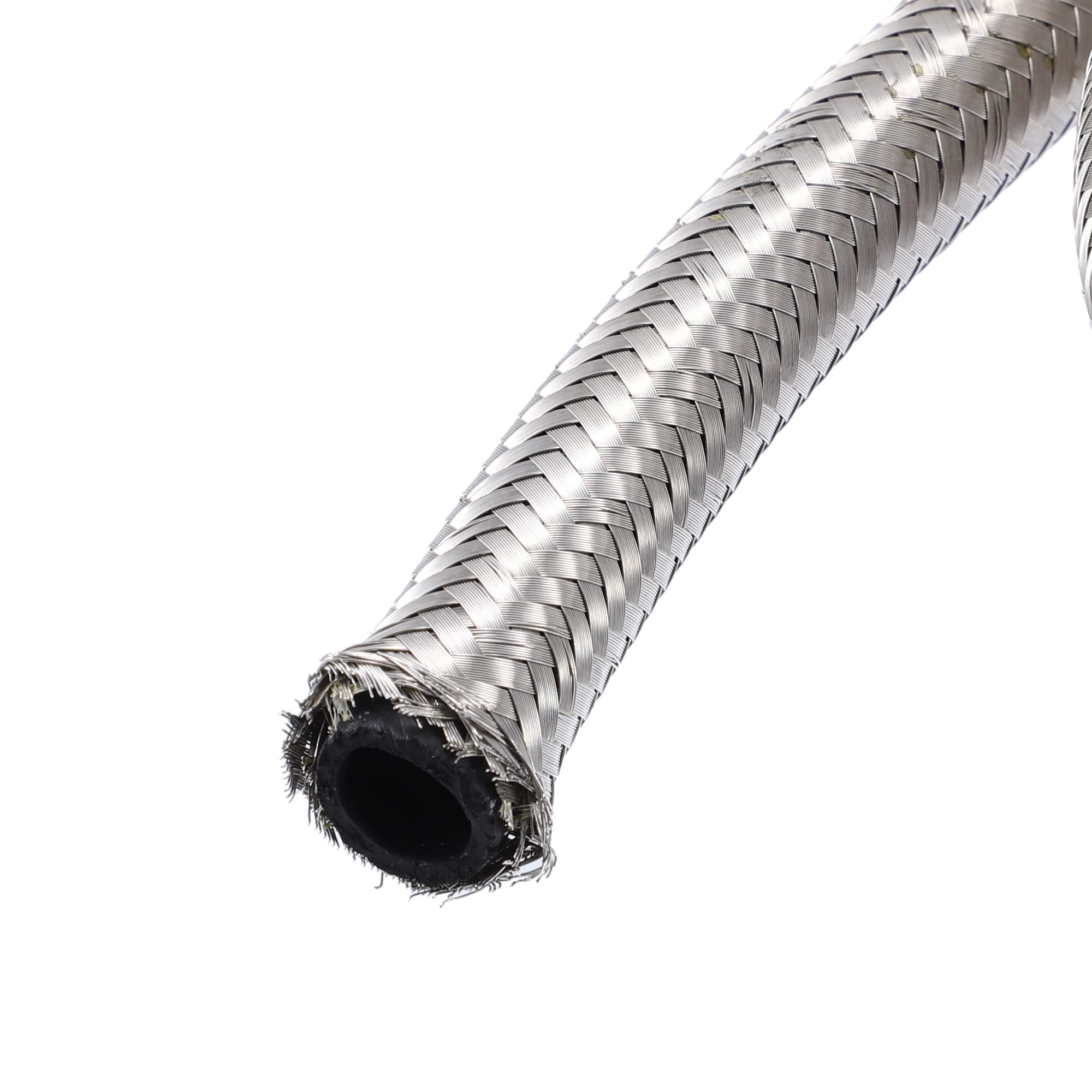 A ABSOPRO Tubo Flessibile Carburante Argento 1pc Per Auto Intrecciato AN8 | Materiale: Acciaio Inossidabile E CPE. Diametro Interno: 11mm, Esterno: 17mm. Lunghezza: 8ft (244cm). Pressione: 1000 Psi.