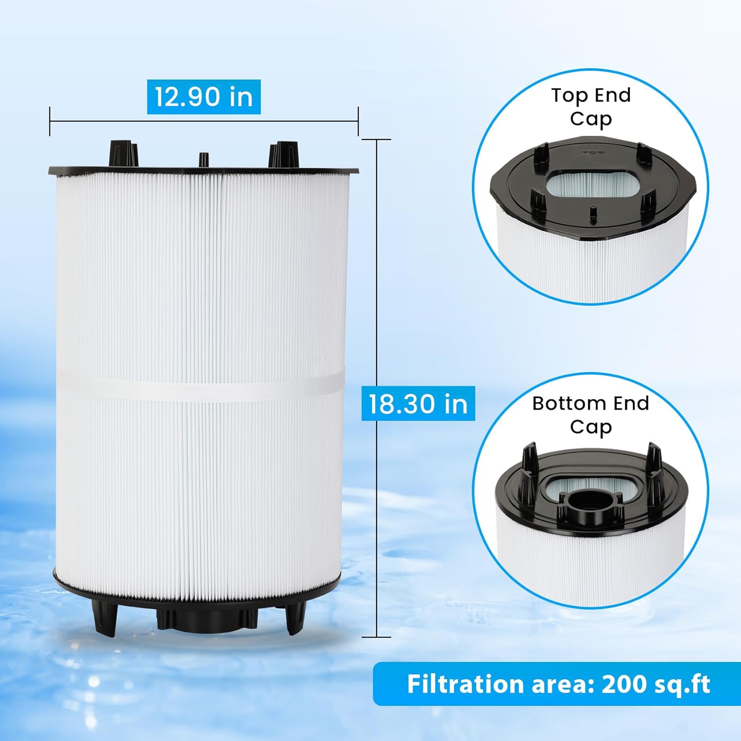 27002-0200S Pool Fliter, Replacement for sta-rite 27002-0200S Filter Module, Compatible with sta-rite PLM200 and System 2 Modular Media, with 24800-0121 Air Bleed Assembly, 200 sq.ft Filtration Area