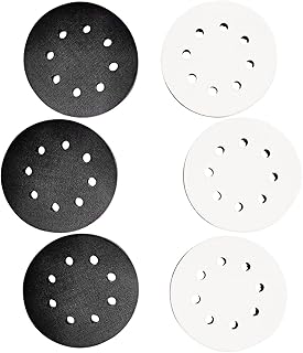 6 Pack 5 Inch 8 Holes Soft Density Interface Pads Hook and Loop 5" Sponge Cushion Buffer Backing Pad (Set of 6)