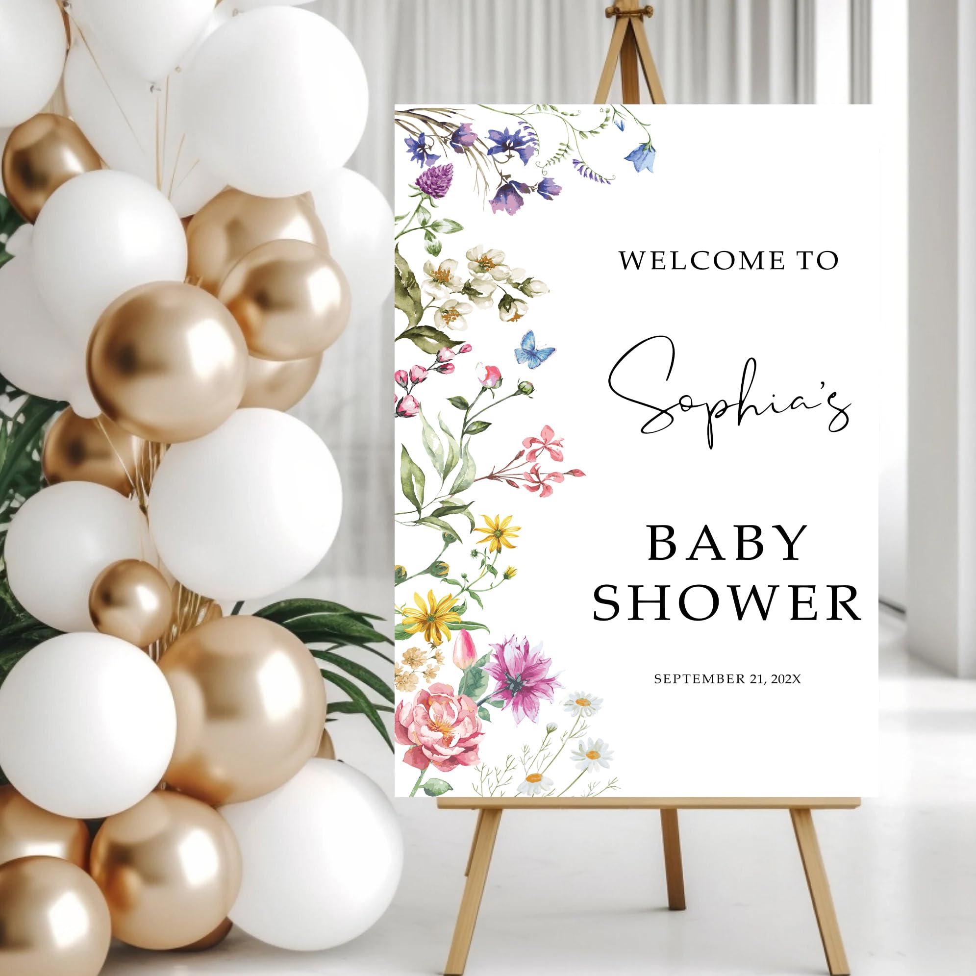 Baby Shower Welcome Sign, Wild Flower Baby Shower Sign, Floral Baby Shower Welcome sign, Baby Shower Welcome Poster, Baby Shower Decorations, Custom Baby Shower Sign