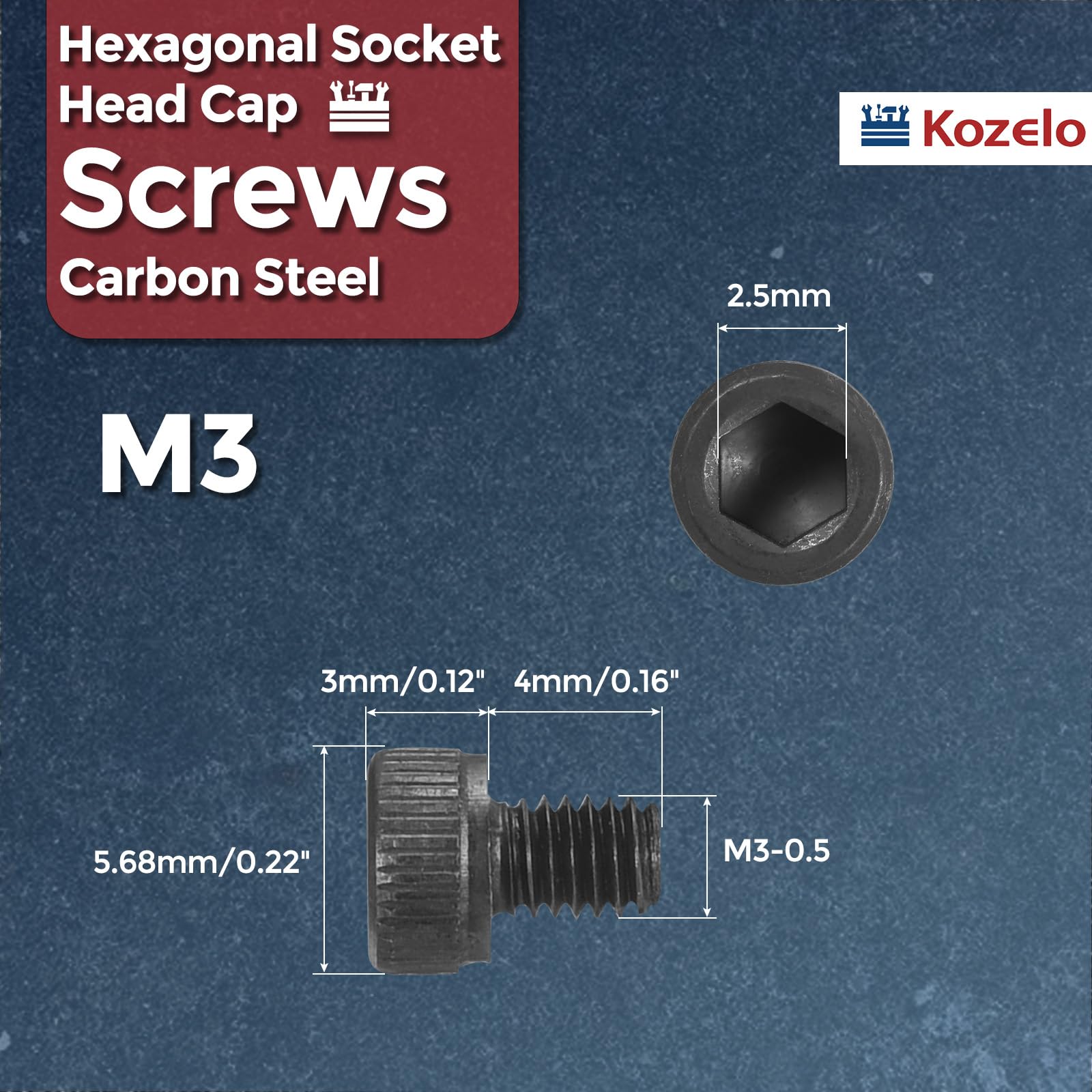 Kozelo 100pcs Socket Head Cap Screws - Image 2