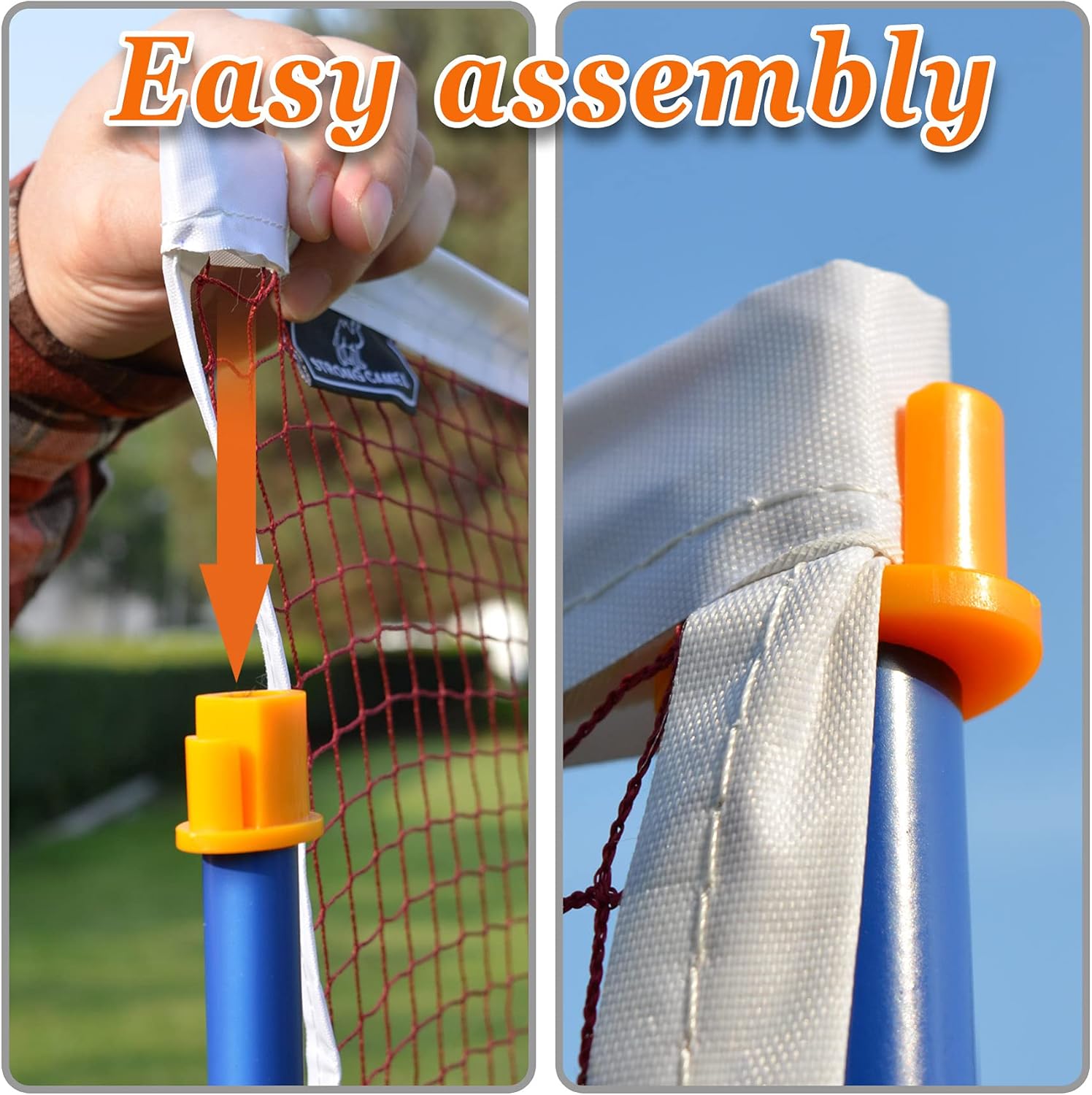 Strong Camel Portable Volleyball Badminton Tennis Net Training Beach with Carrying Bag Stand (Size L16.8' x W3.3' x H5')
