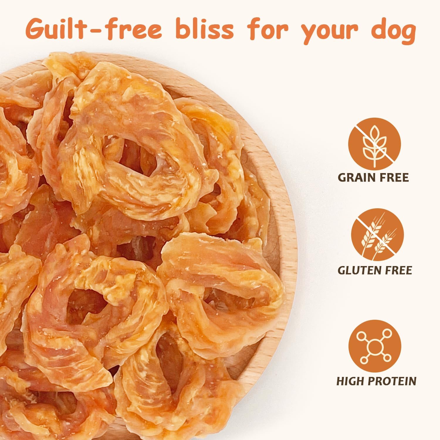 Chicken Rings Dog Treats 2 Pound, Real Chicken Jerky Rawhide-Free Soft Chews, Natural High Protein Limited Ingredient Training Snacks for Small Medium Large Dogs