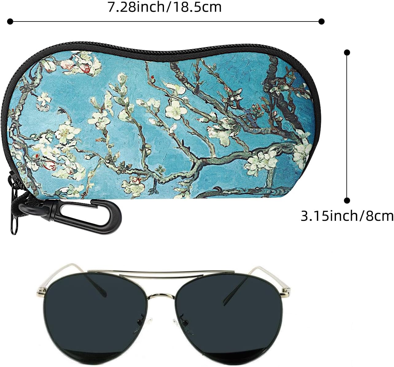 MoKo Sunglasses Soft Case Ultra Light Neoprene Zipper Eyeglass Case for Men Women