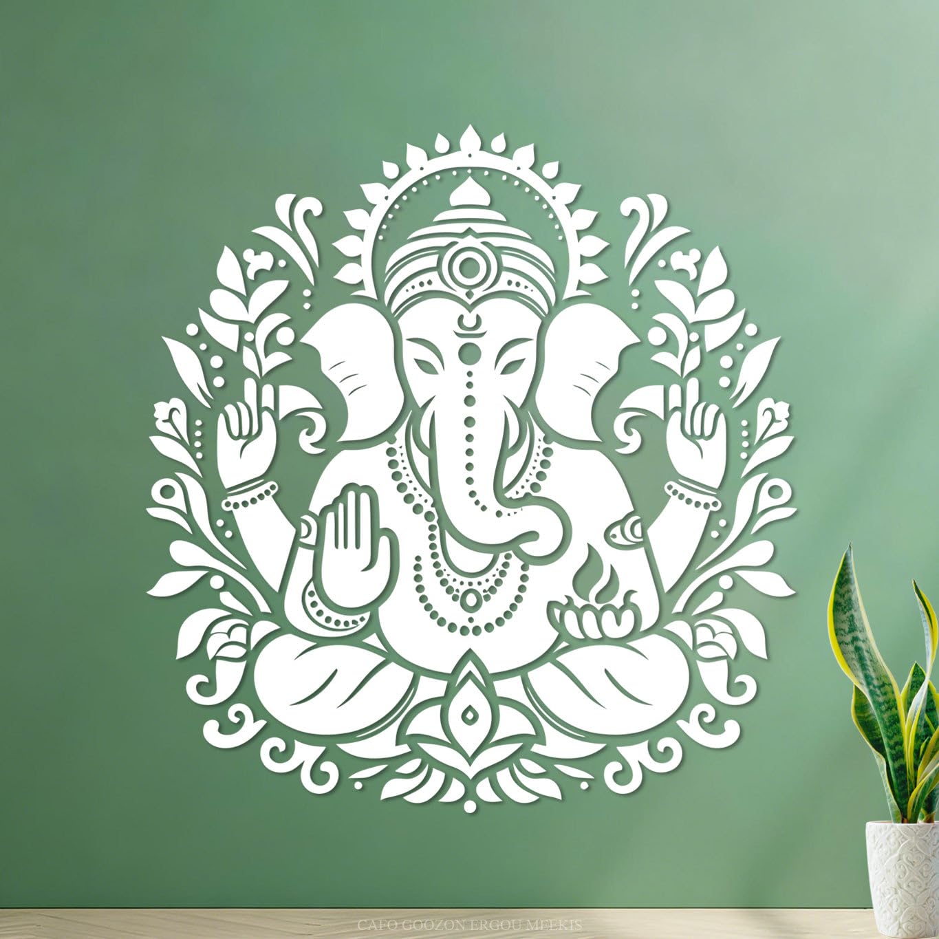 Ergou Stickerdecal-80182 Ganesh Chaturthi Vinayaka Chavithi Hindu God Lord Ganesh Silhouette Concept Wall Decals Pvc 42X44.4cm Wall Beautification White