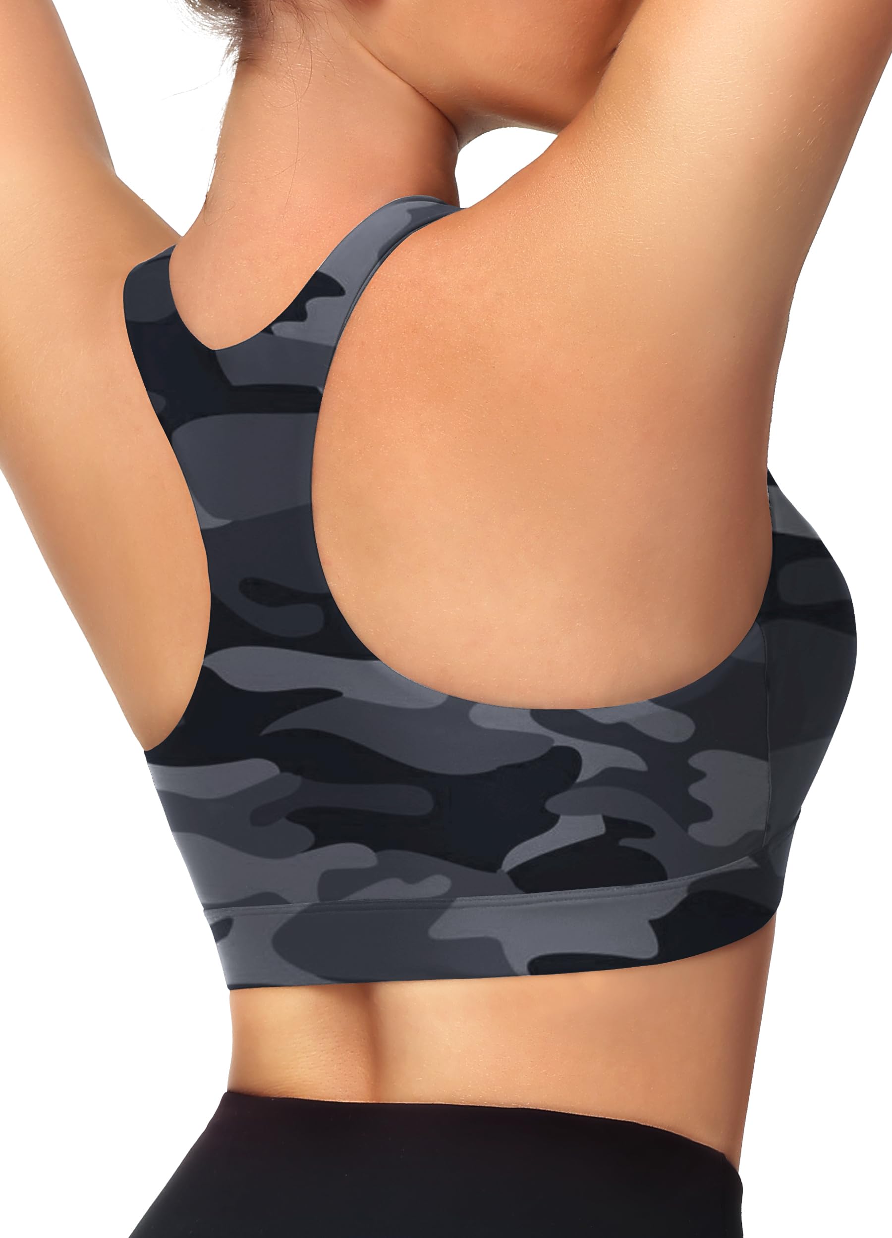 MIVEI Women's Sports Bra Swim Tops for Under Shirt Bikini Top Bathing Suit Modest High Neck Quick Dry Removable Padded UPF50+