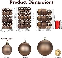 Vista 2 de Adornos de Navidad marrones de 1.57 pulgadas para árbol de Navidad, 36 piezas de mini esferas inastillables, decoración de árbol de Navidad, bolas