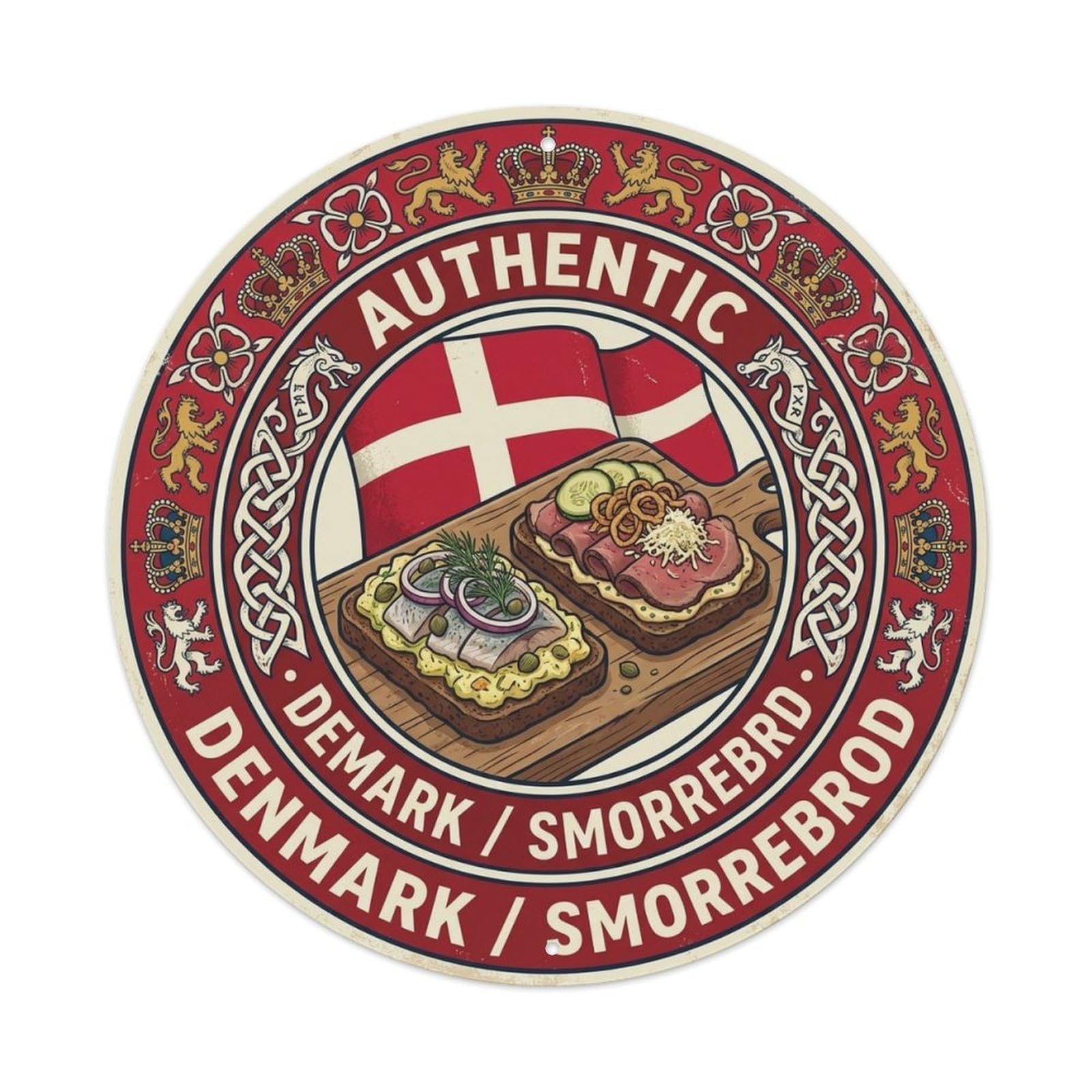 Denmark Travel Smorrebrod Danish Open Sandwich Cuisine Metal Tin Sign