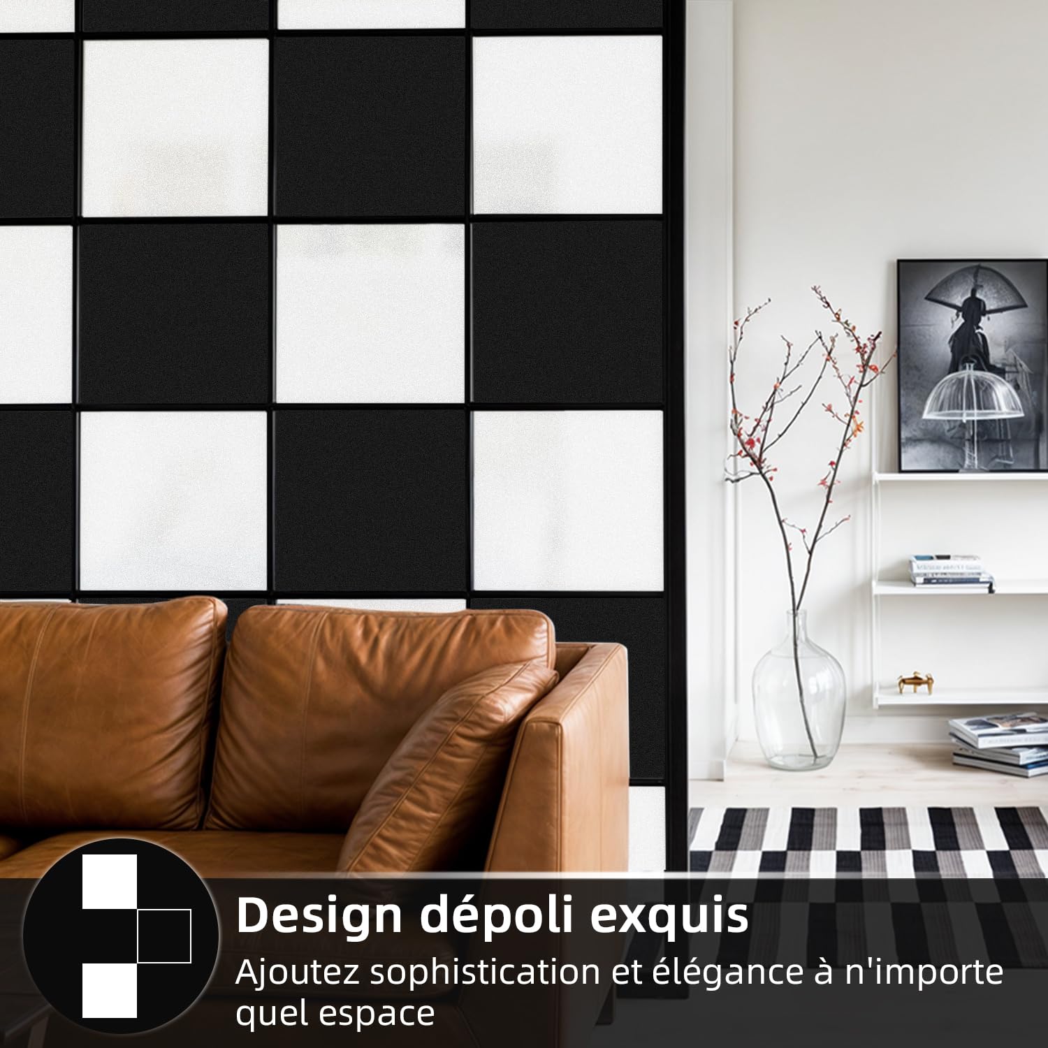 DIFIT Film Fenetre Anti Regard, Film Occultant Fenêtre Noir Opaque Effet Dépoli 90 x 300 cm, pour Chambre, Salle de Bain, Cuisine et Maison, Anti UV et 100% Occultant, Electrostatique Réutilisable