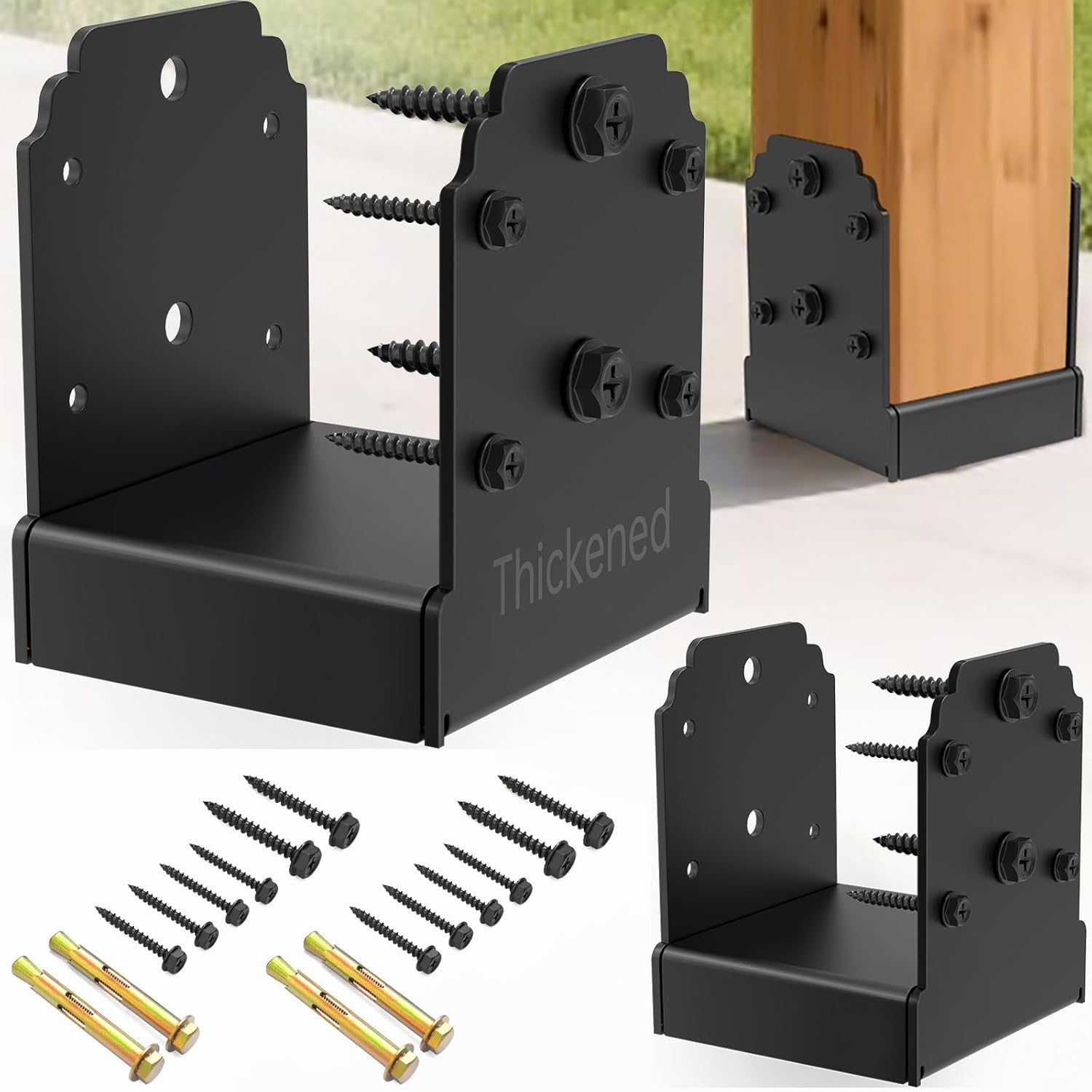 6x6 Post Base for Concrete - Heavy-Duty Pergola Brackets 6x6, 10,000 lbs Load Capacity Deck Post Anchor with Hidden Fasteners, Surface Mount Deck Post Hardware, Wood Post Bracket for Outdoor