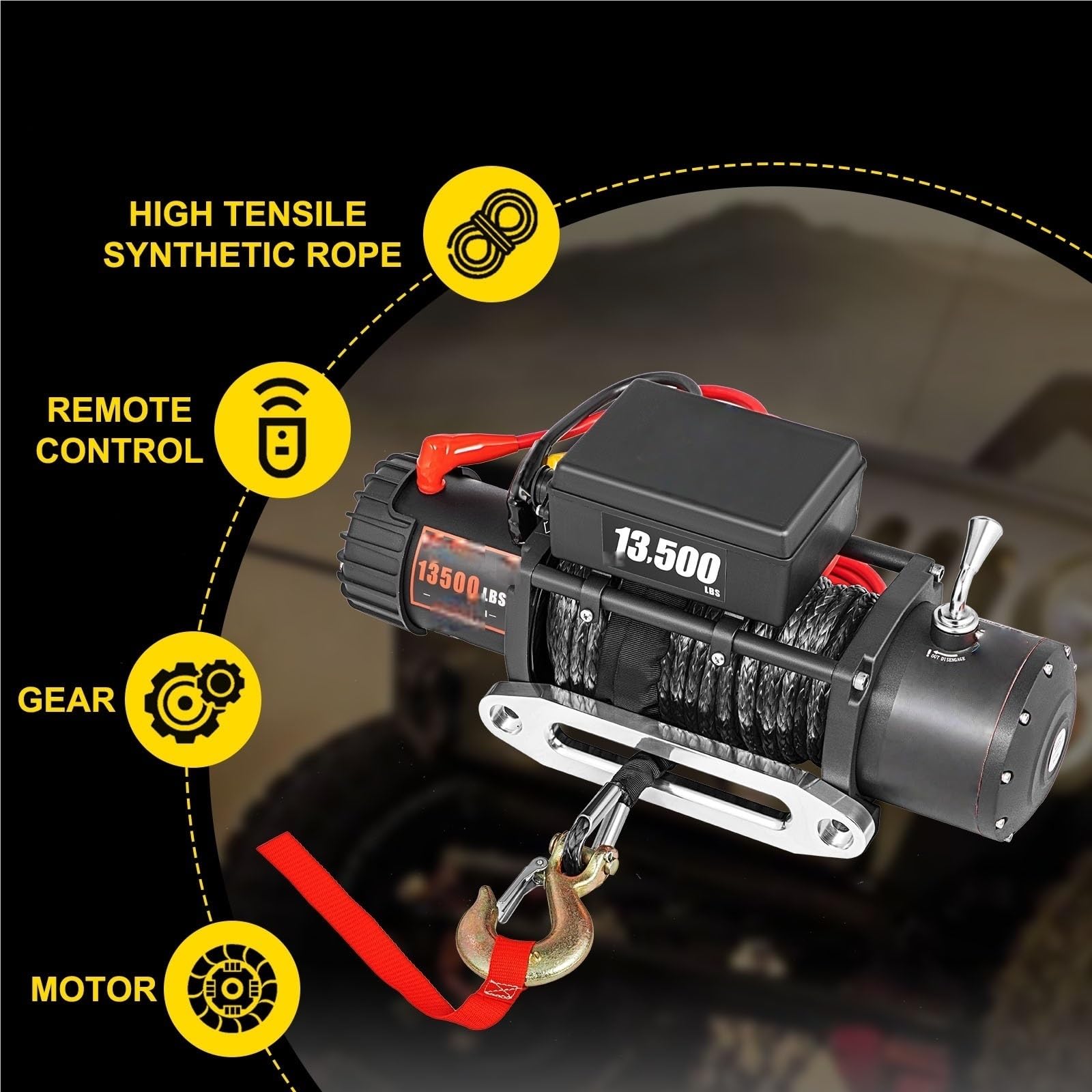 Polipasto Eléctrico Cabrestante eléctrico 13500LBS 12V Cabrestante Elevador