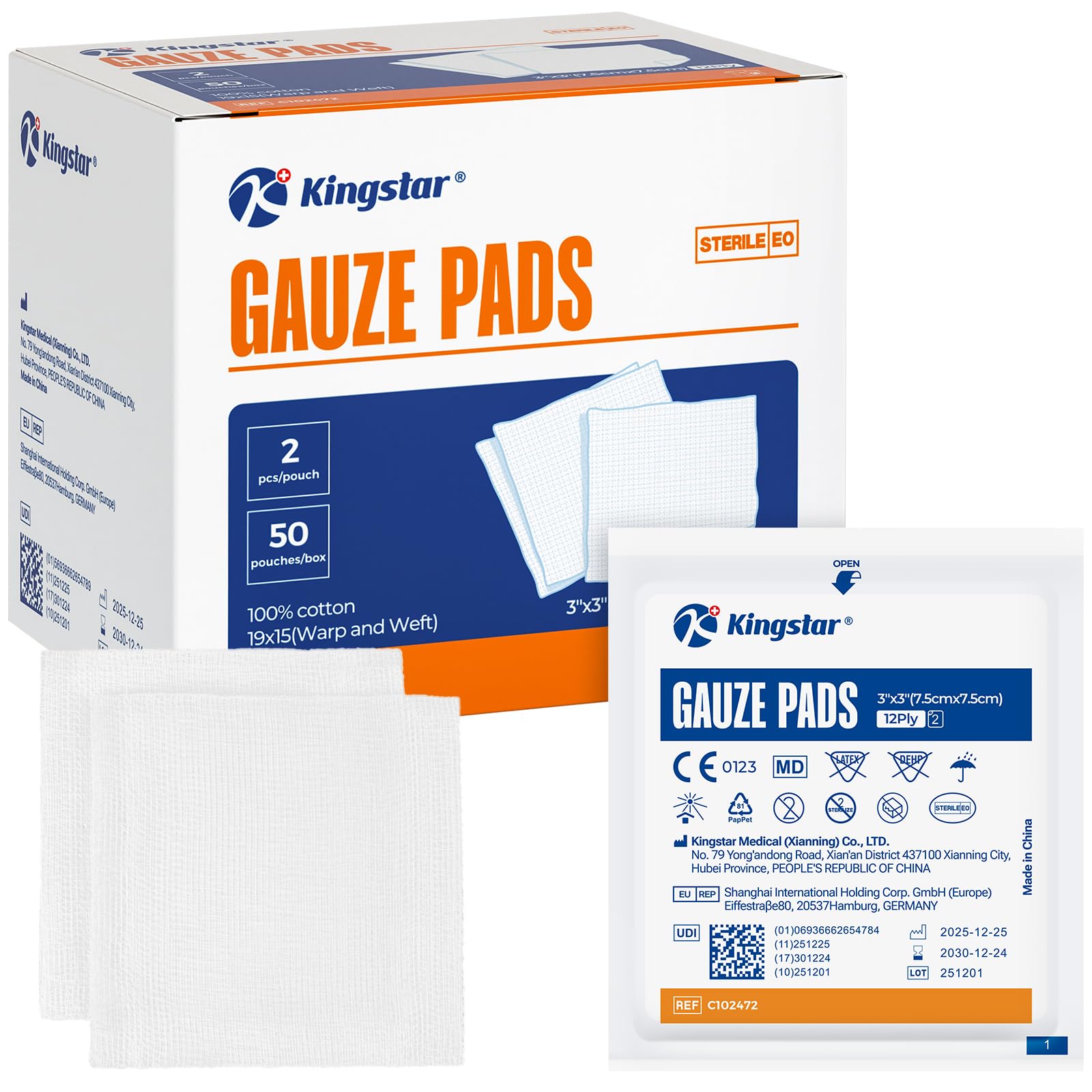 100Pcs Sterile Gauze Pads 4x4 Inch 12-Ply, 100% Cotton 4x4 Gauze Pads Highly Absorbent Gauze Sponges for Wound Care, Hospital-Grade Sterile Gauze First Aid & Surgical Dressing — Amazon image 8