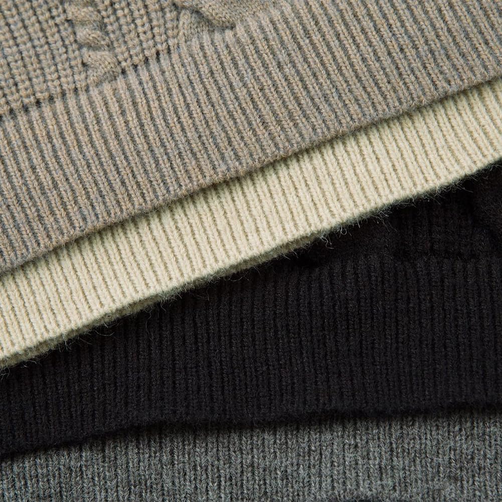 XYGJZ Men's Cable Knit Sweater Casual Long Sleeve Polo Sweaters