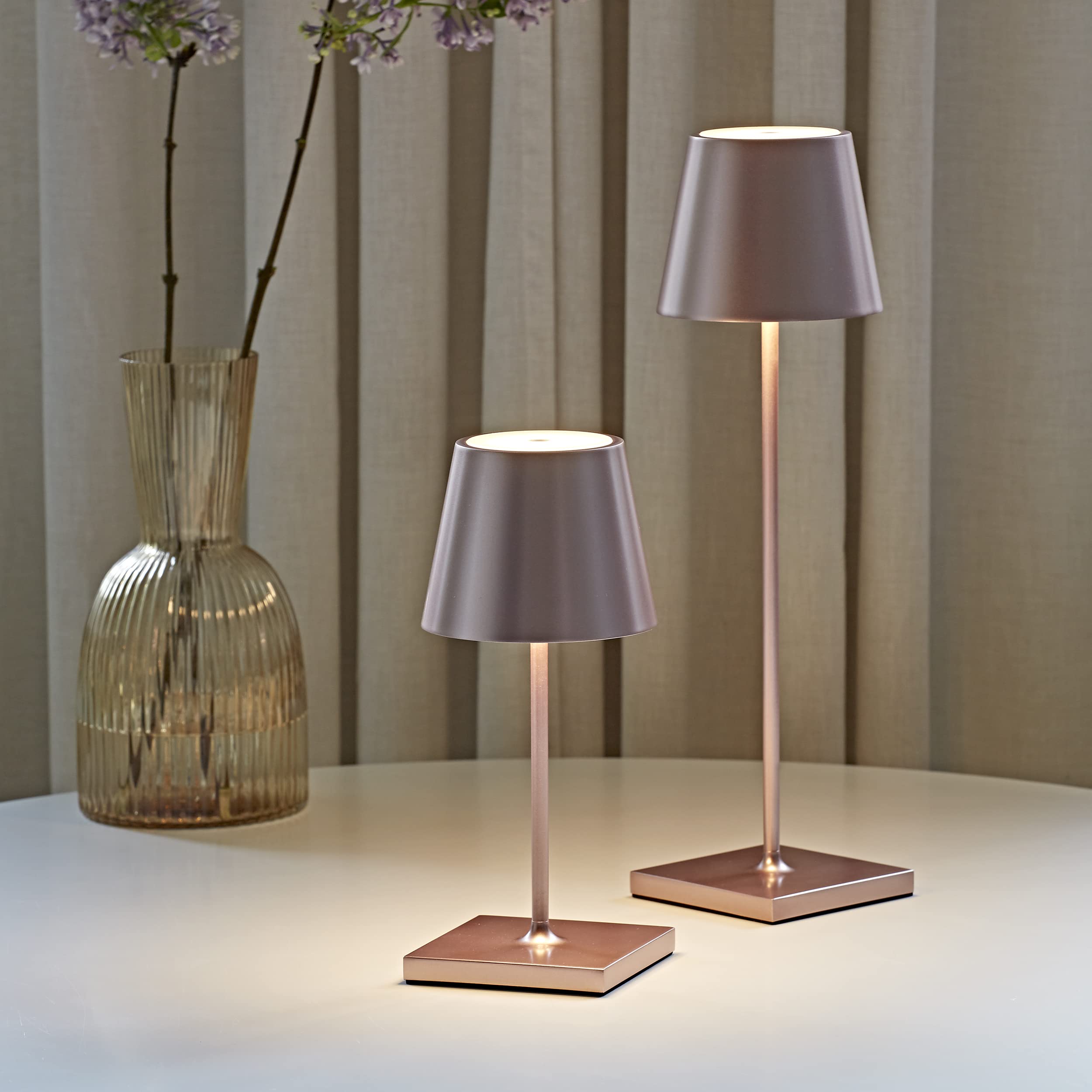 SIGOR Nuindie 1.0 mini LED Akku-Tischlampe, rosegold | Dimmbar • Indoor & Outdoor • IP54 • 25 cm • Easy Connect • 12 h Leuchtdauer