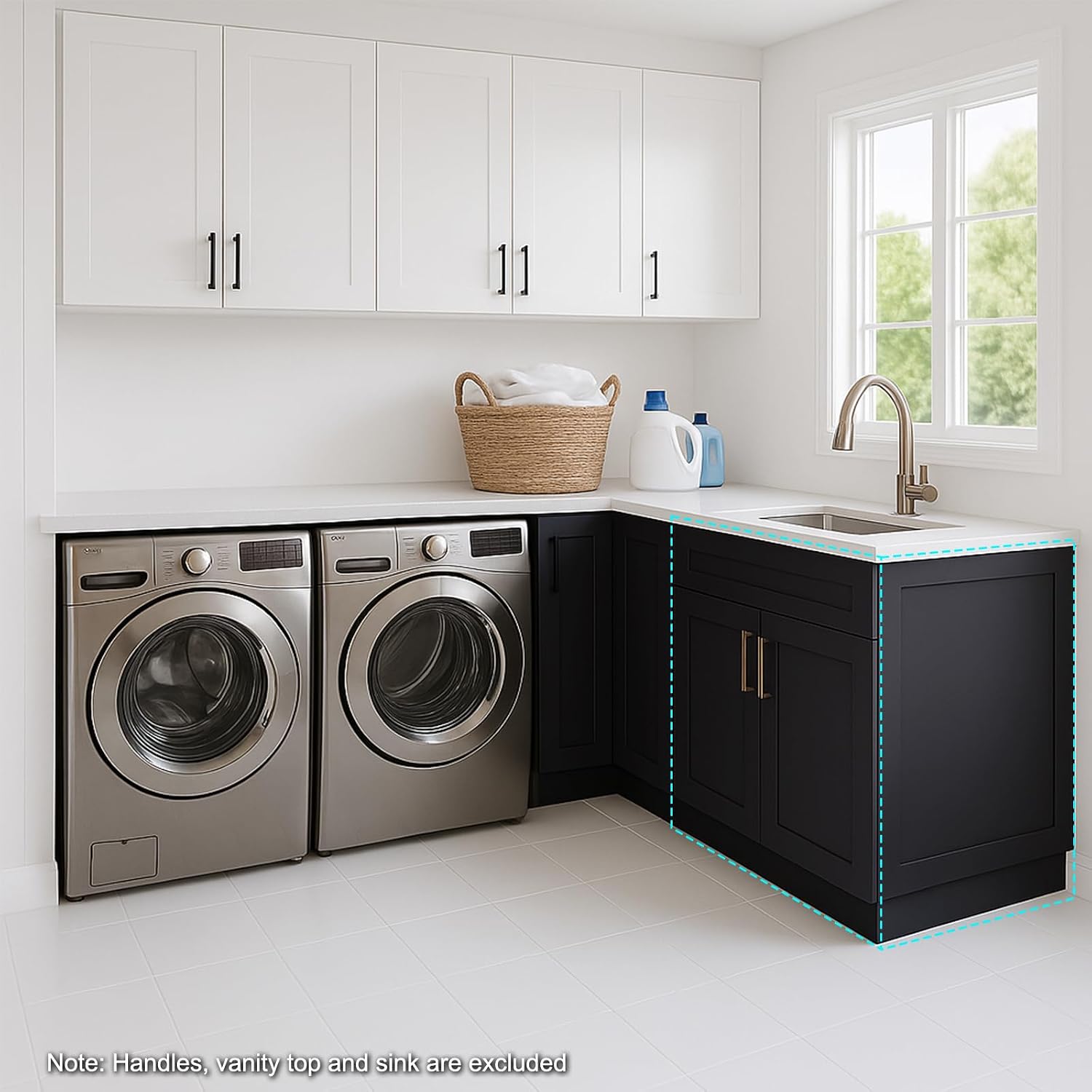Bathroom Vanity Cabinet, Bathroom Vanity Without Sink, 36 Inches Wooden Vanity, Base Storage Cabinet with 2 Soft Close Doors, Unassembled, Painted (Graphite Shaker, 36" W X 34.5" H X 21" D)