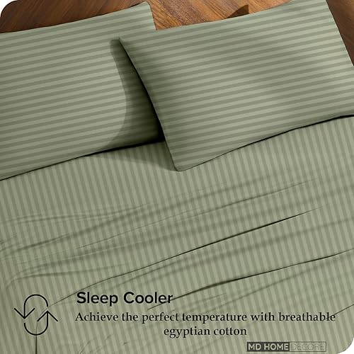 Miniatura 53 de Juego de sábanas de bolsillo extra profundas (4 piezas) 100% algodón egipcio de 400 hilos, bolsillo profundo de 22 pulgadas, sábana bajera ajustable