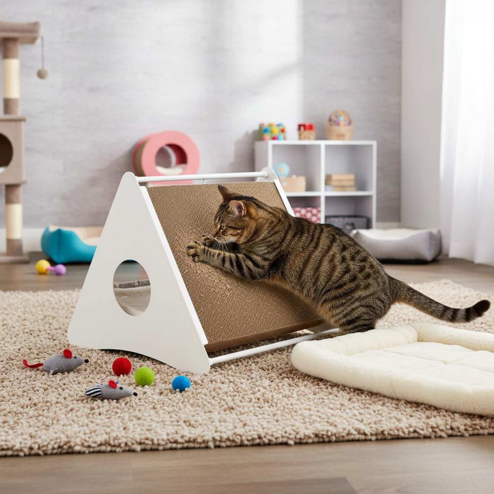 Griffoir en Carton avec Hamac Design Surélevé Noyau Remplaçable, L