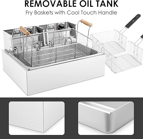 Miniatura 4 de Freidoras eléctricas con elemento calefactor, freidora comercial de cestas de 23.5 cuartos de galón, pieza de freidora de cabeza de repuesto con