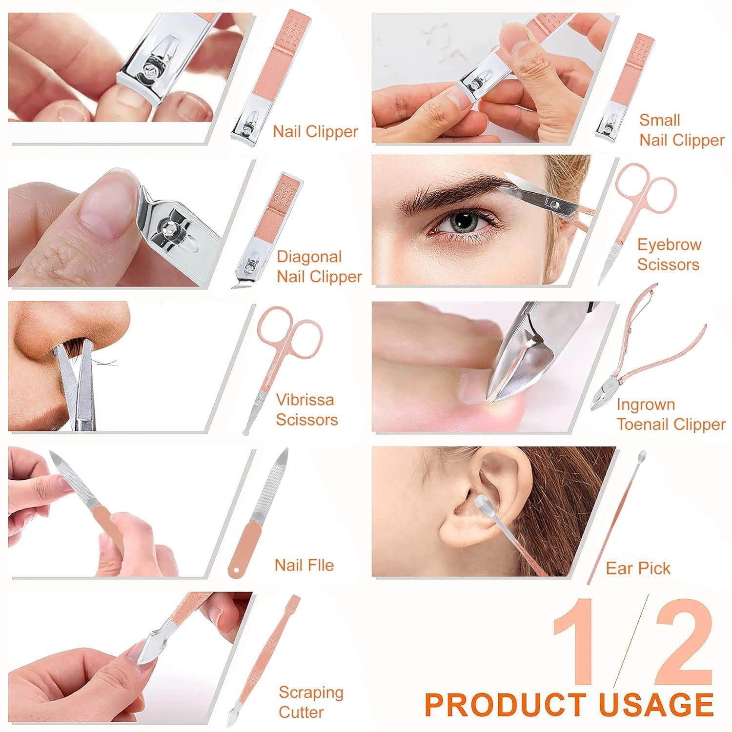 Dadhichi Zone 16 in 1 Manicure Pedicure Kit for Men and Women, Nail Cutter, Scissors, Tweezers, Cuticle Tools & Grooming Set with Travel Pouch (Multicolor). 1