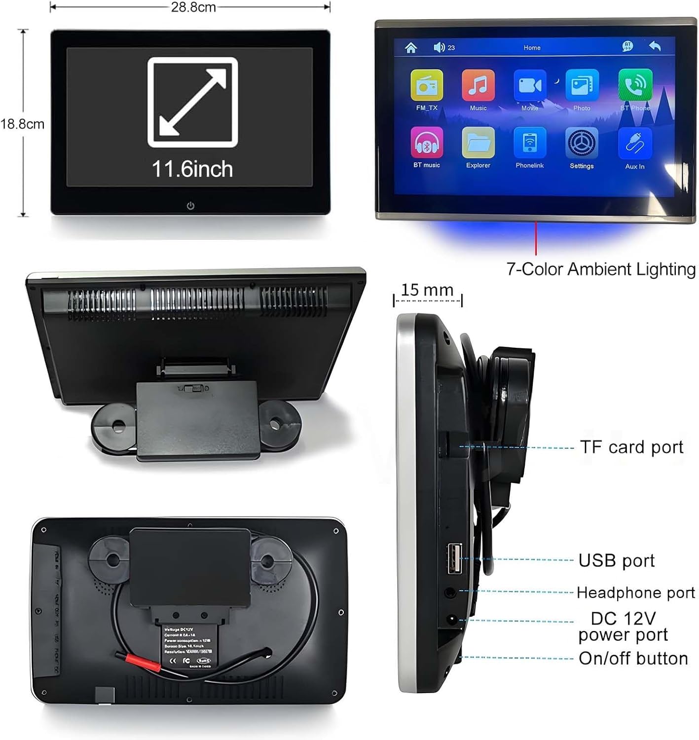 2pcs 4K IPS HD Car TV Headrest Monitor for Cars Back seat, Support Phone Cordless Mirror Link Touch Screen, AV Input/Output,USB/TF Card - Portable Multi-Media Video Player 11.6inch