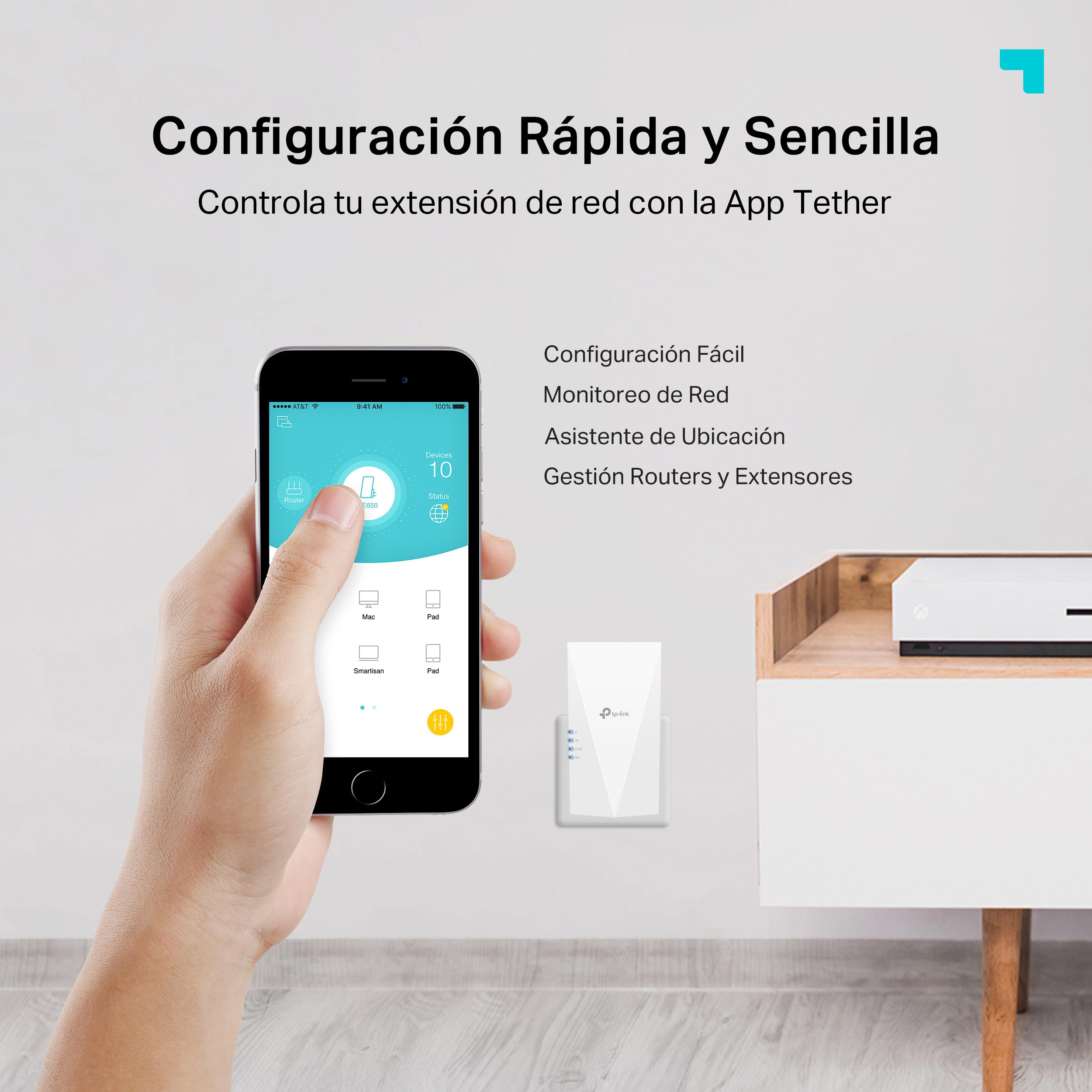 TP-Link RE700X WiFi 6 WiFi Amplifier Repetidor AX3000 (Doble Banda 2402Mbps 5GHz + 574Mbps 2.4GHz), MU-MIMO, Puerto gigabit, Gran Cobertura, EasyMesh, Compatible con Todos los routers Wi-Fi