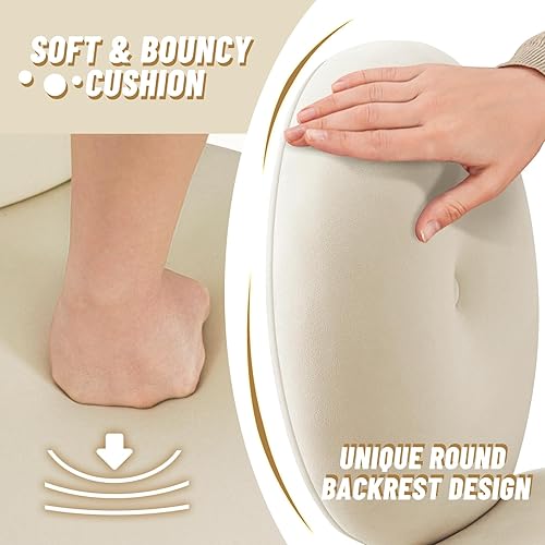 Miniatura 4 de Furniliving Silla de tocador sin brazos para sala de maquillaje, taburete de tocador de terciopelo con respaldo, silla de sala de estar con patas de