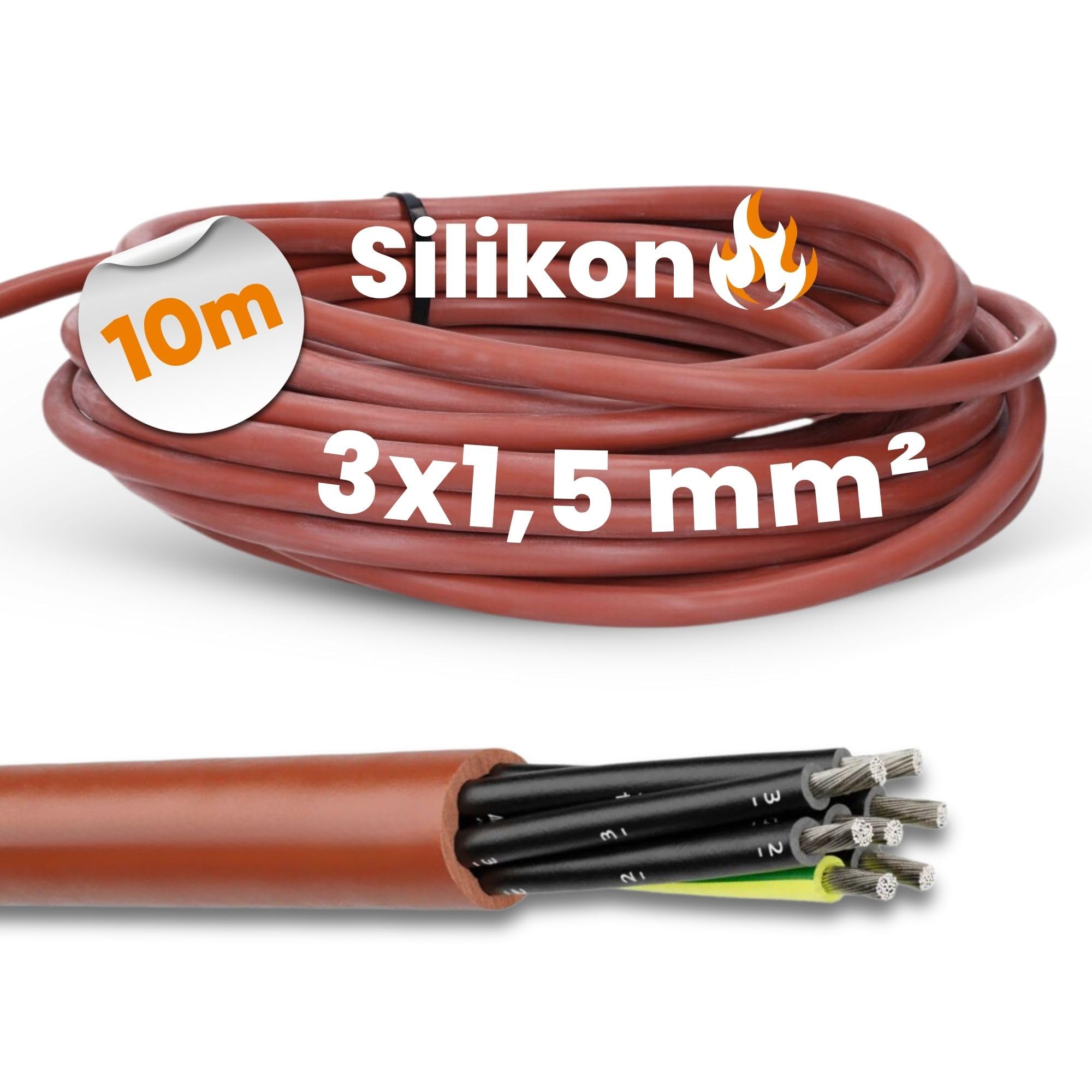 Lapp 10m Ölflex Heat 180 Silikonkabel 3G1,5 - Saunakabel 3x1,5 mm² SiHF