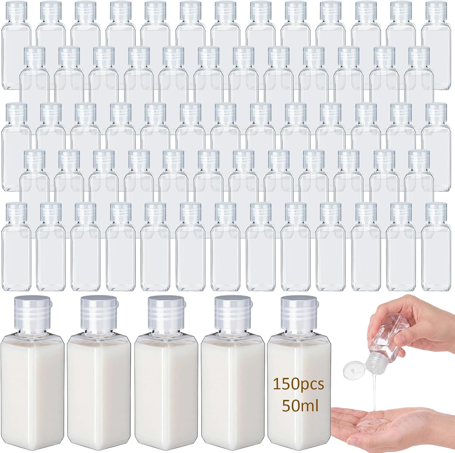 Mimorou 150 Pcs 30ml Travel Bottles Bulk for Toiletries Brown Small Travel Size Bottles Bulk Refillable Empty Containers for Shampoo Lotion Liquid Body Soap Cream Toiletries