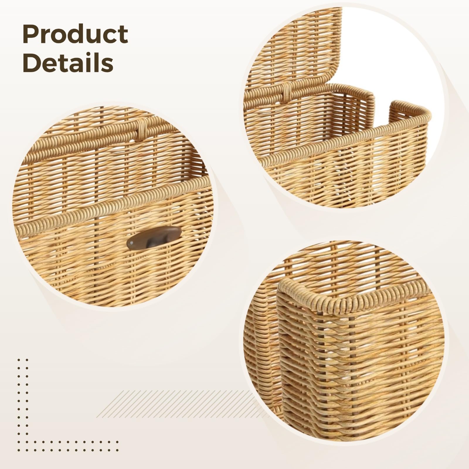 Kabelmanagement-Box, PP-Kabelorganizer-Korb, zum Verstecken von Kabeln, rechteckiges Flechtdesign, Schreibtisch-Aufbewahrung für Steckdosenleisten mit unterteilter Innenfläche, Home Office