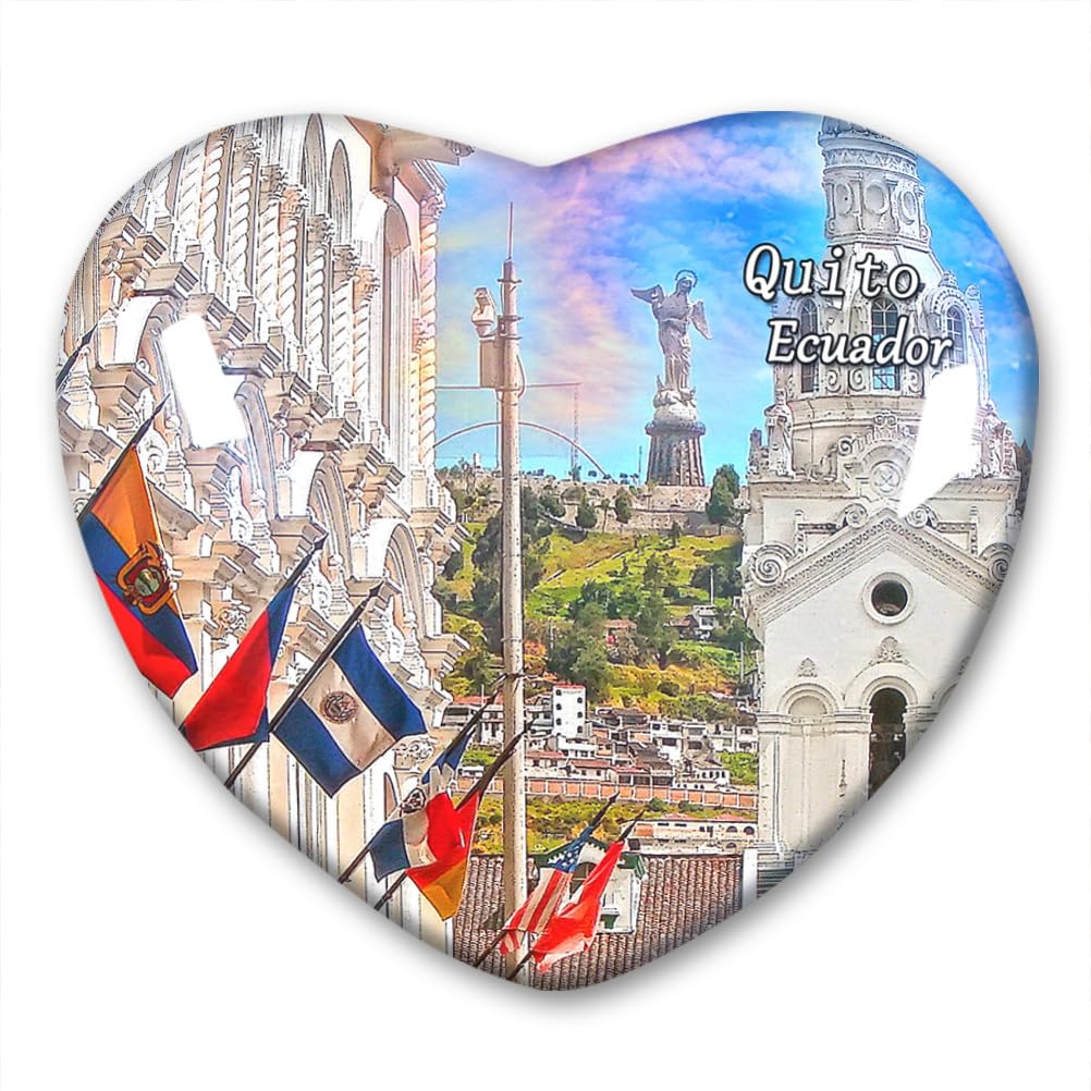 Ecuador Quito Fridge Magnet Refrigerator Stickers Decorative Travel Souvenir Heart-shaped Glass