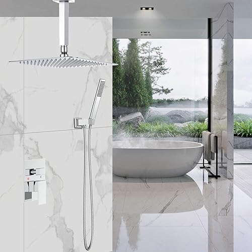 Miniatura 3 de EMBATHER Sistema de ducha de lluvia, juego completo de grifos de ducha de cromo pulido con cabezal de ducha de lluvia de 10 pulgadas y mano (con