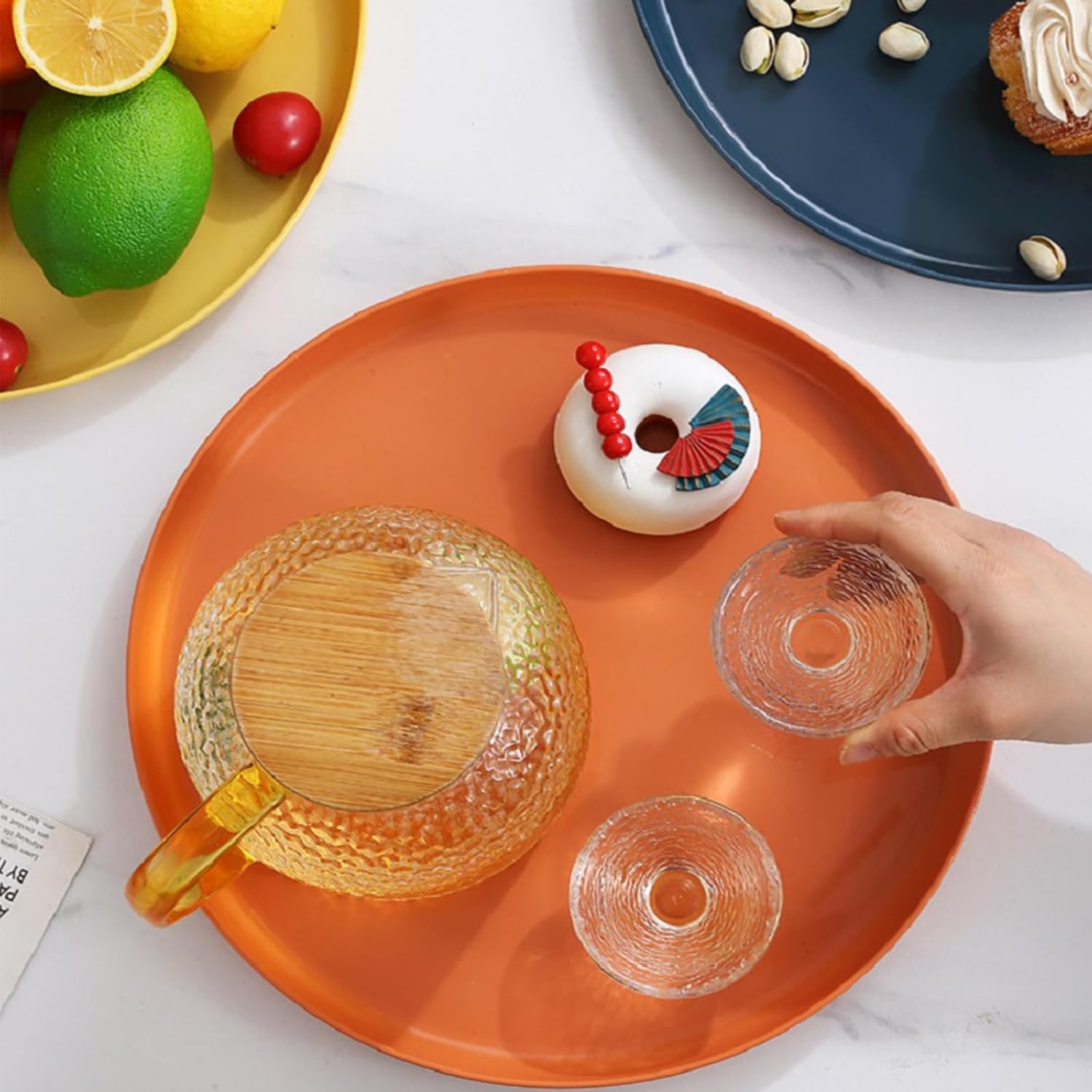 10 Pack 12 Inch Wheats Straw Plates Set Plastic Tray Unbreakable Deep Dinner Plate, Reusable,Lightweight Home and Kitchen Storage Tray