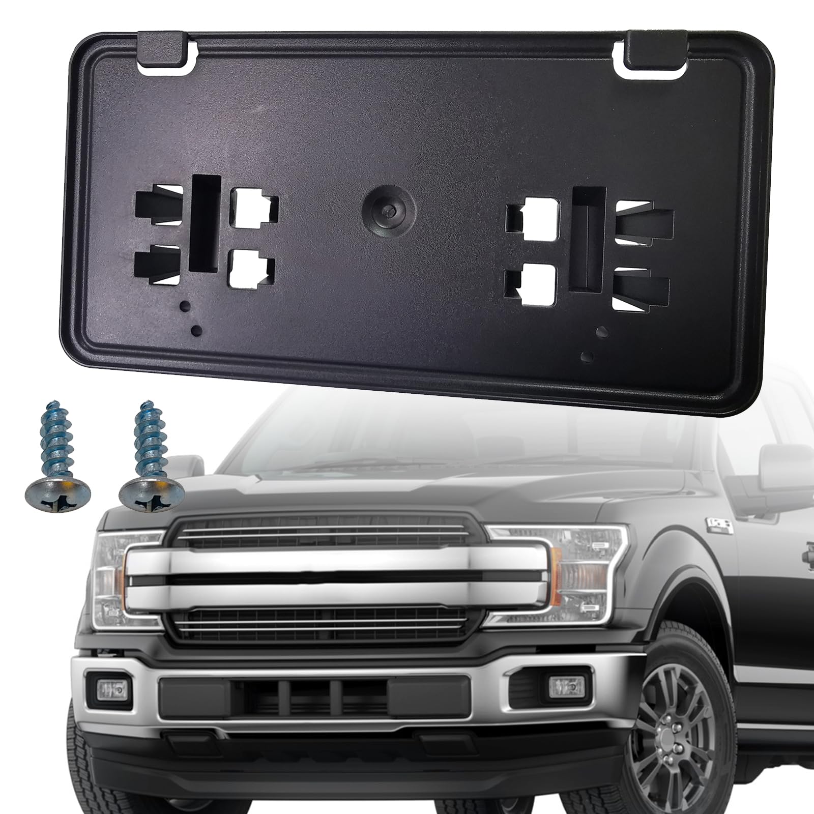 KYYET Front Bumper License Plate Frame Bracket Holder Compatible with 2018 2019 2020 Ford F150 Replace #JL3Z-17A385-BA