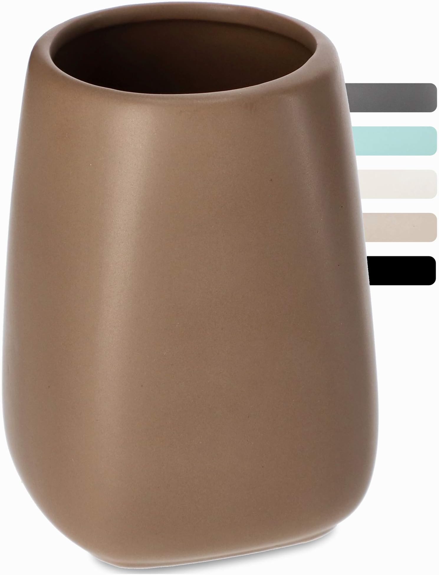 KADAX Bathroom Mug, Ceramic Toothbrush Cup, Bathroom Cup, Toothbrush Holder for Bathroom, Toothbrush, Toothpaste, Storage, Water Cup, Frosted Tumbler (Brown)