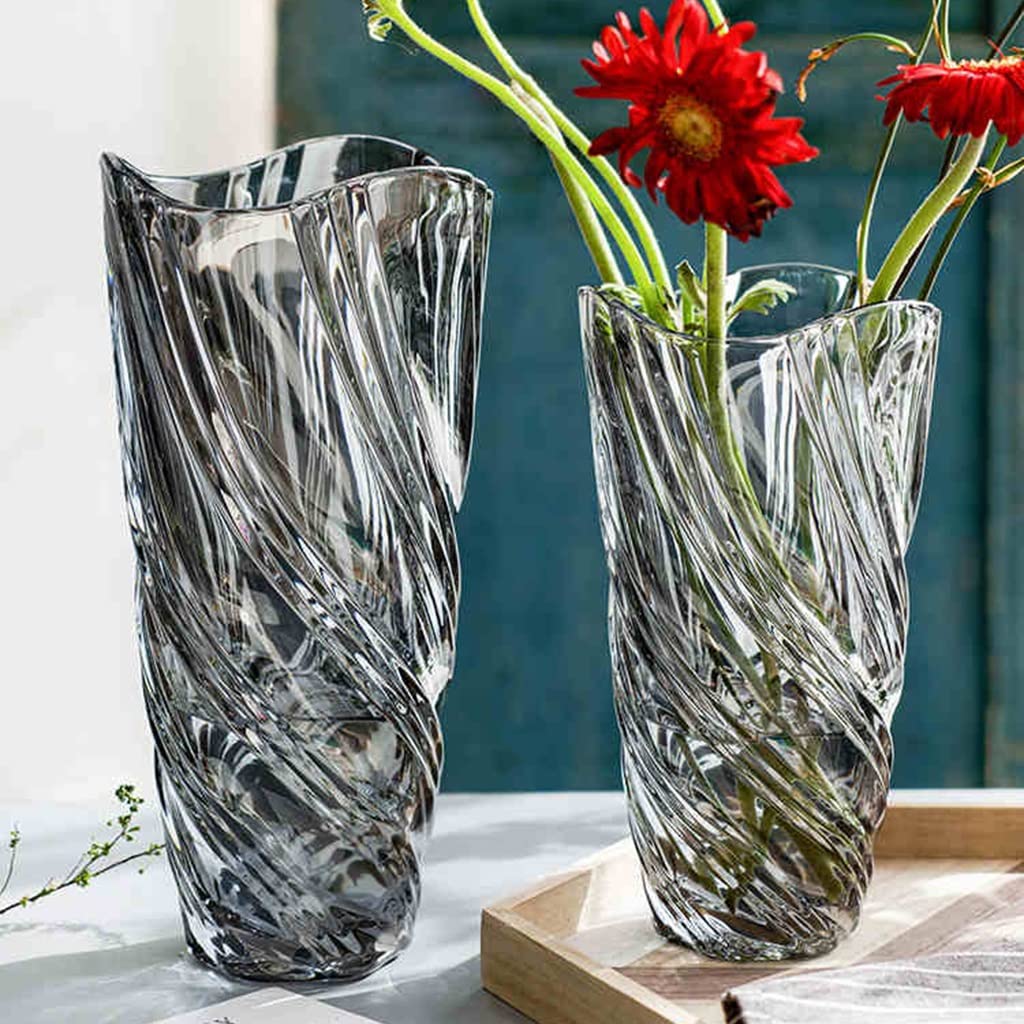 Kristallen Glazen Vaas, Onregelmatige Glazen Vazen ​​voor Bloemen Centerpieces, Bloemenvaas Decor Voor Thuis Eettafel Woonkamer, Kantoor Bruiloft Vakantie Partij (Color : Amber B, Size : A