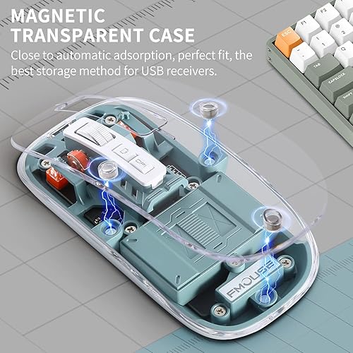 Miniatura 3 de KEDAFE Ratón inalámbrico Bluetooth con LED, delgado, recargable, inalámbrico, silencioso con pantalla de alimentación, cubierta magnética