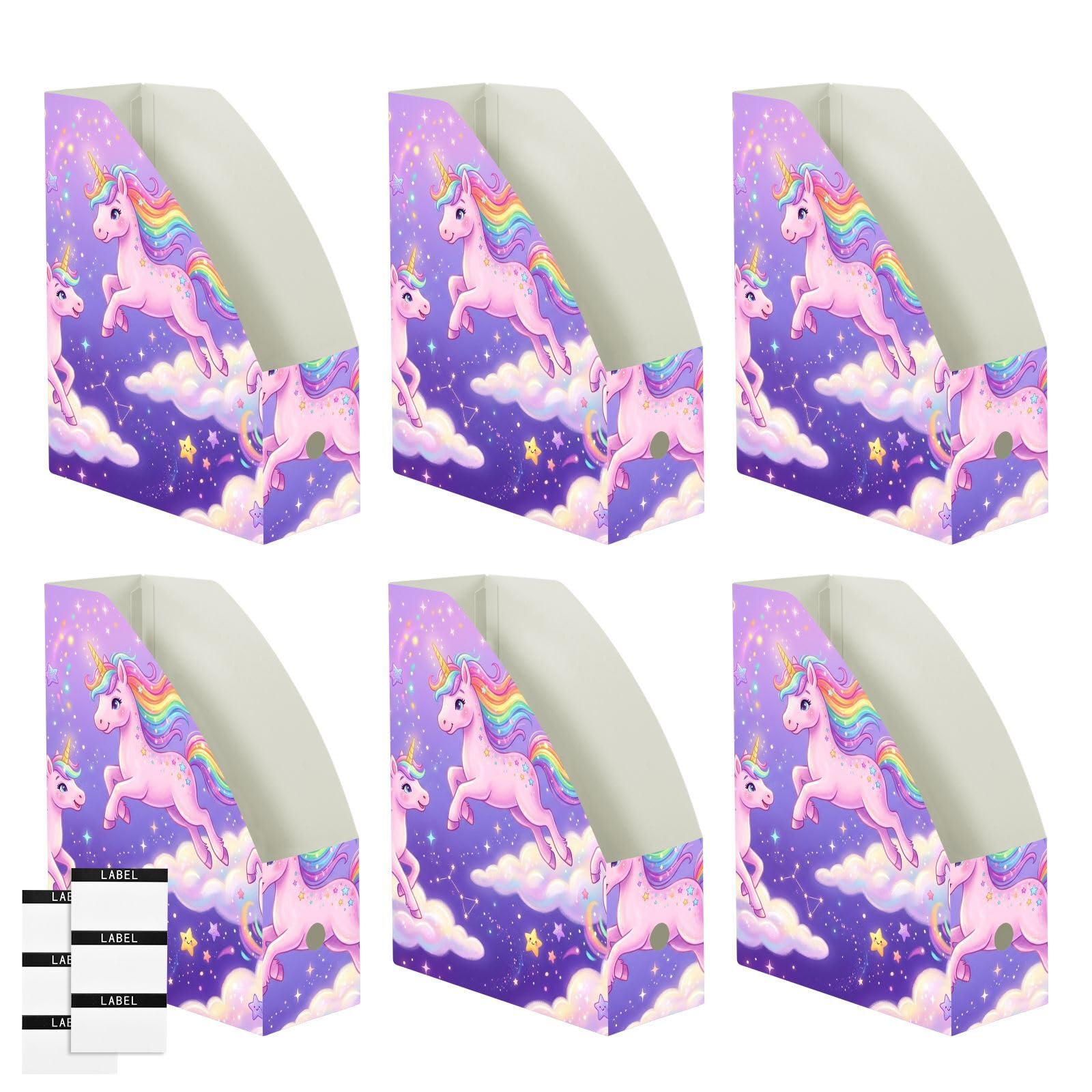 Porte-revues avec couvercle ouvert Motif licorne Violet