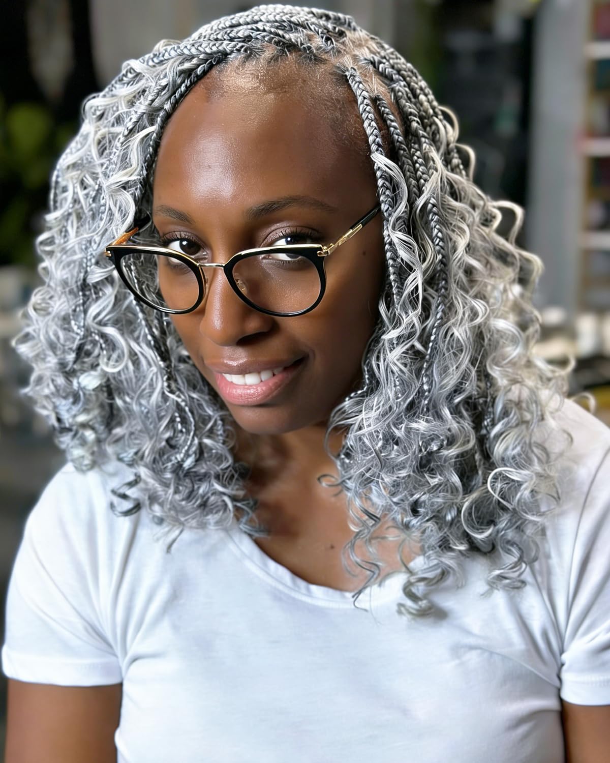 10 Inch Goddess Box Braids Crochet Hair for Black Women With Curls 8 Packs Pre Looped Crochet Boho Bob Box Braids Synthetic Braiding Hair Extensions (
