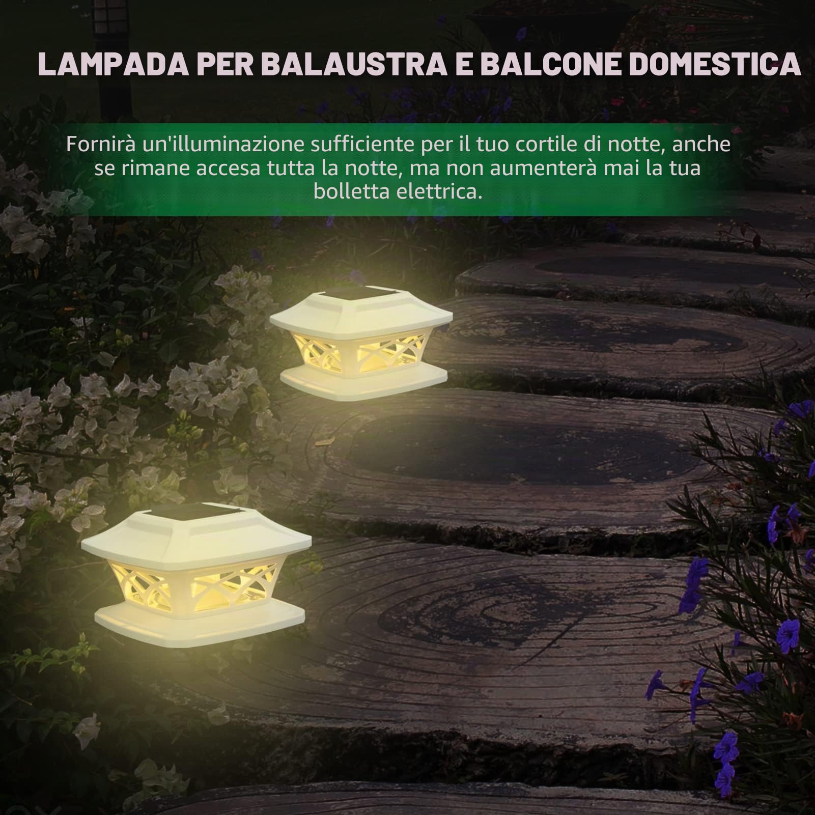 Uonlytech 3 Pezzi per Recinzione Paesaggistica per Esterni Palo Quadrato Pilastro Decorazione da Giardino Lampada da Notte Cappucci per Inondazione LED Decorazione Patio Luci Solari