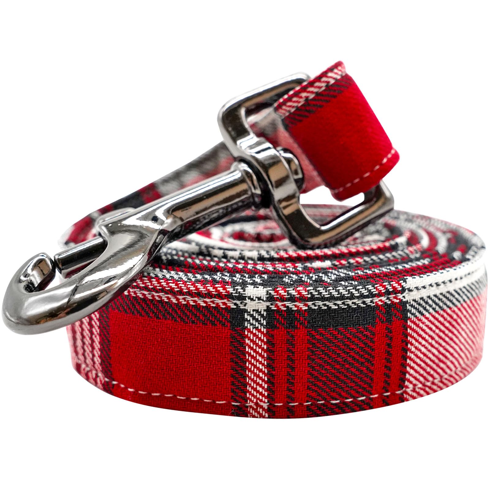 Correa para perro, correa de Navidad para perro, correa duradera para mascotas, correa suave para perro, correa de Navidad roja a cuadros con mango de algodón para perros pequeños,