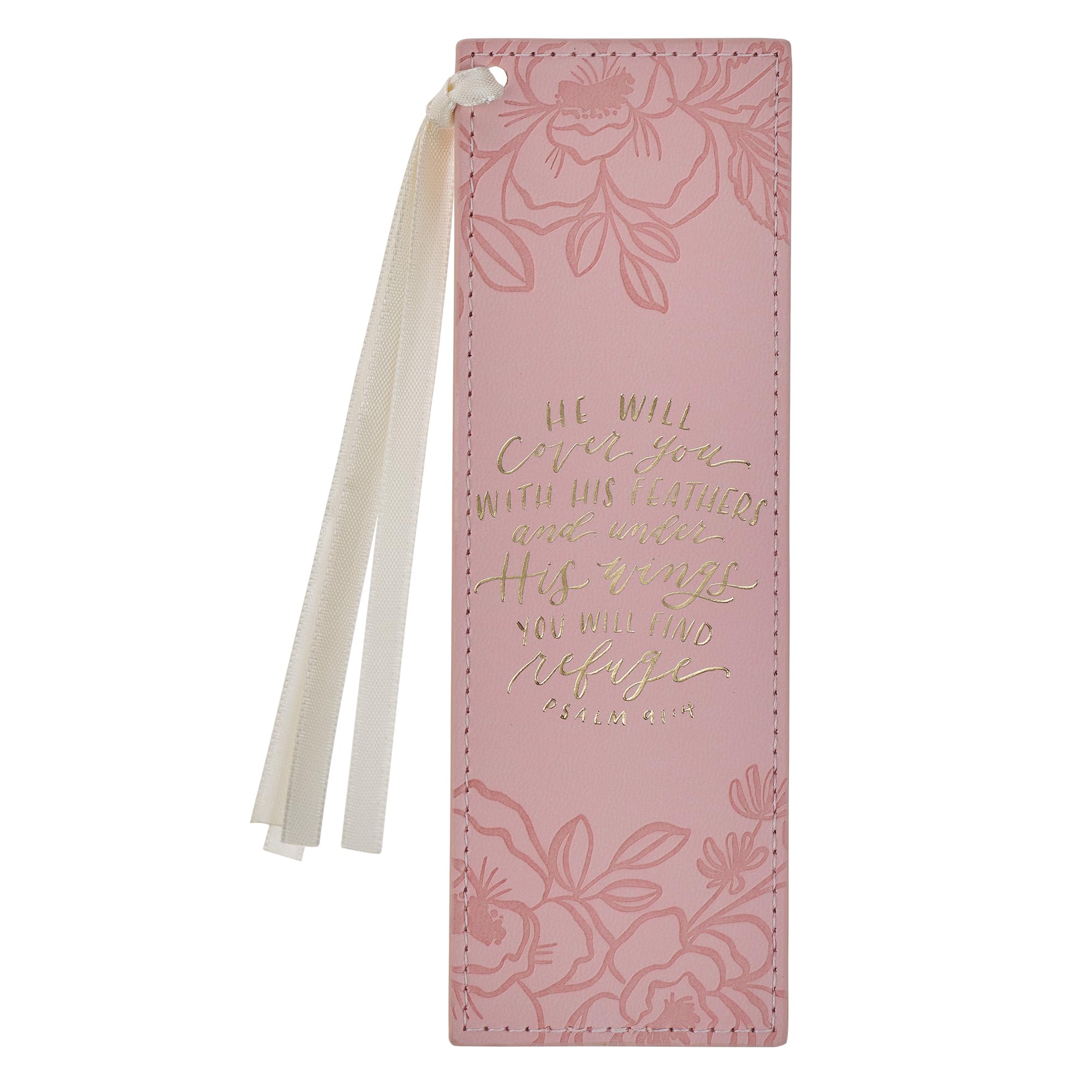 Christian Art Gifts Premium Faux Leather Bookmark: Under His Wings